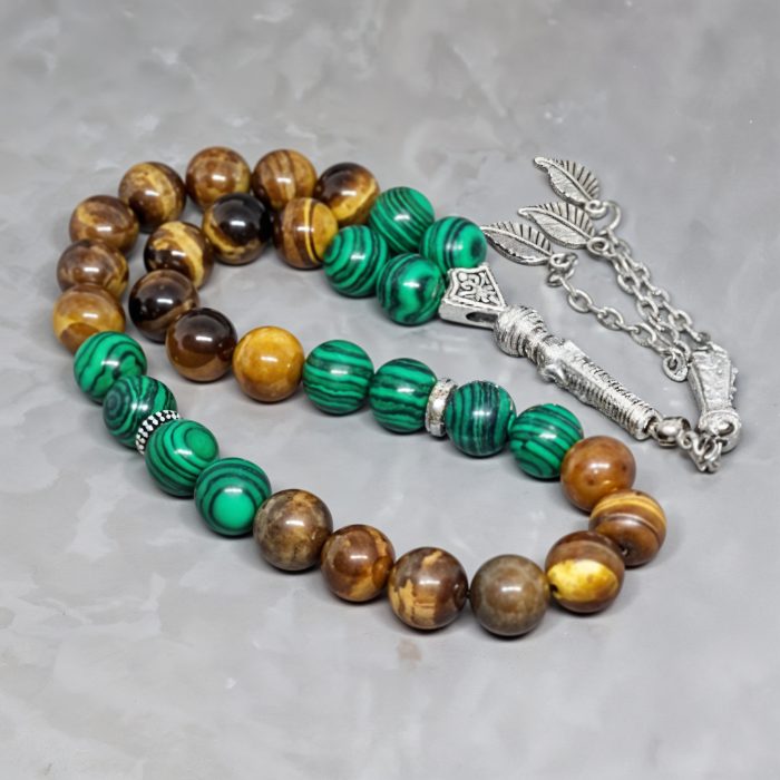 Tiger’s Eye and Malachite Prayer Beads